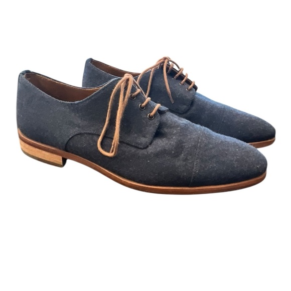 TAFT Miles Dress Shoes Denim Blue Fabric Size 7 (40) Luxury Preppy City Tie Mens main image 12